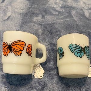 Vintage Anchor Hocking Monarch Butterfly set of two